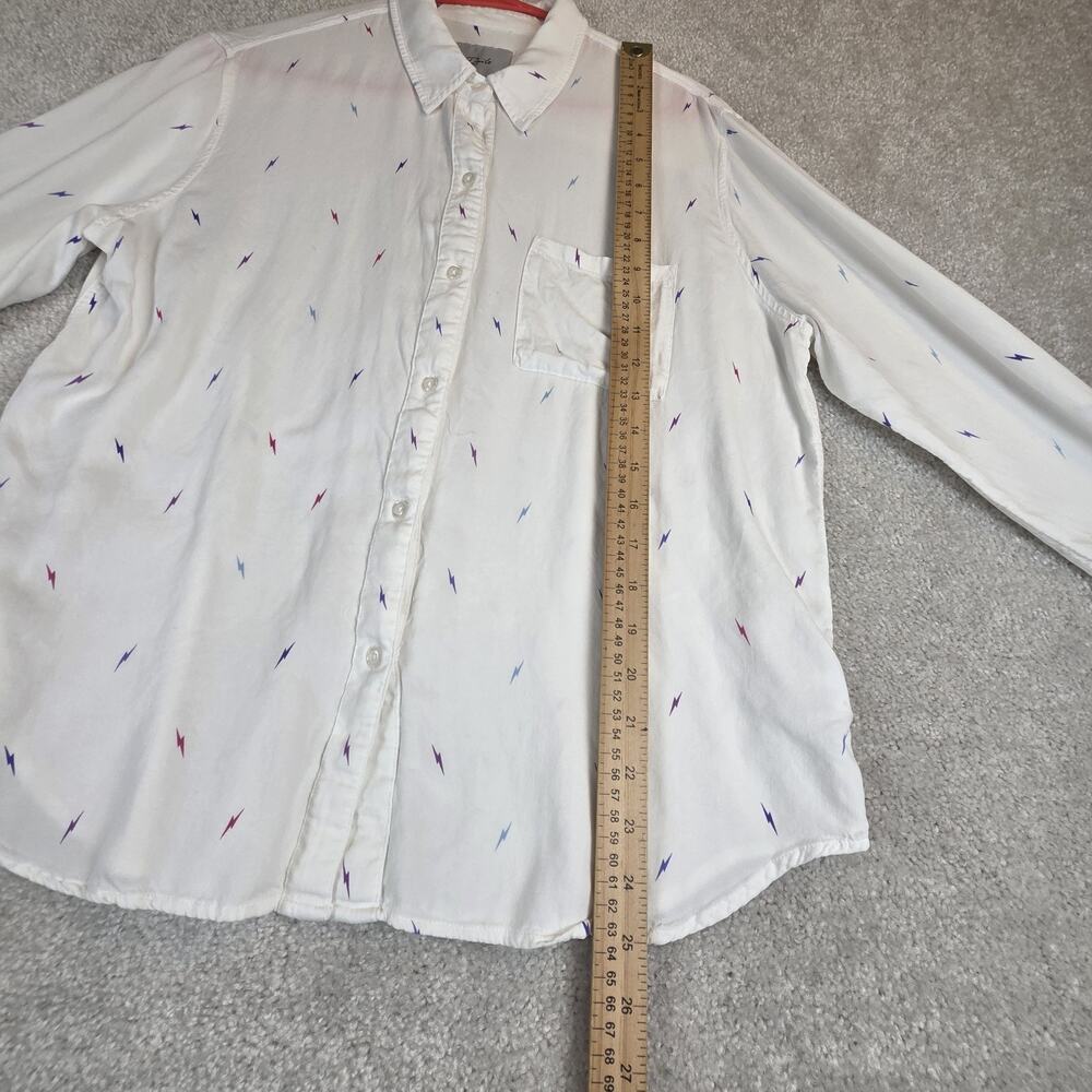 Rails Rocsi Rainbow Lightning Button Up Shirt Womens M White Stretch Boho Beach‎ - Picture 3 of 9